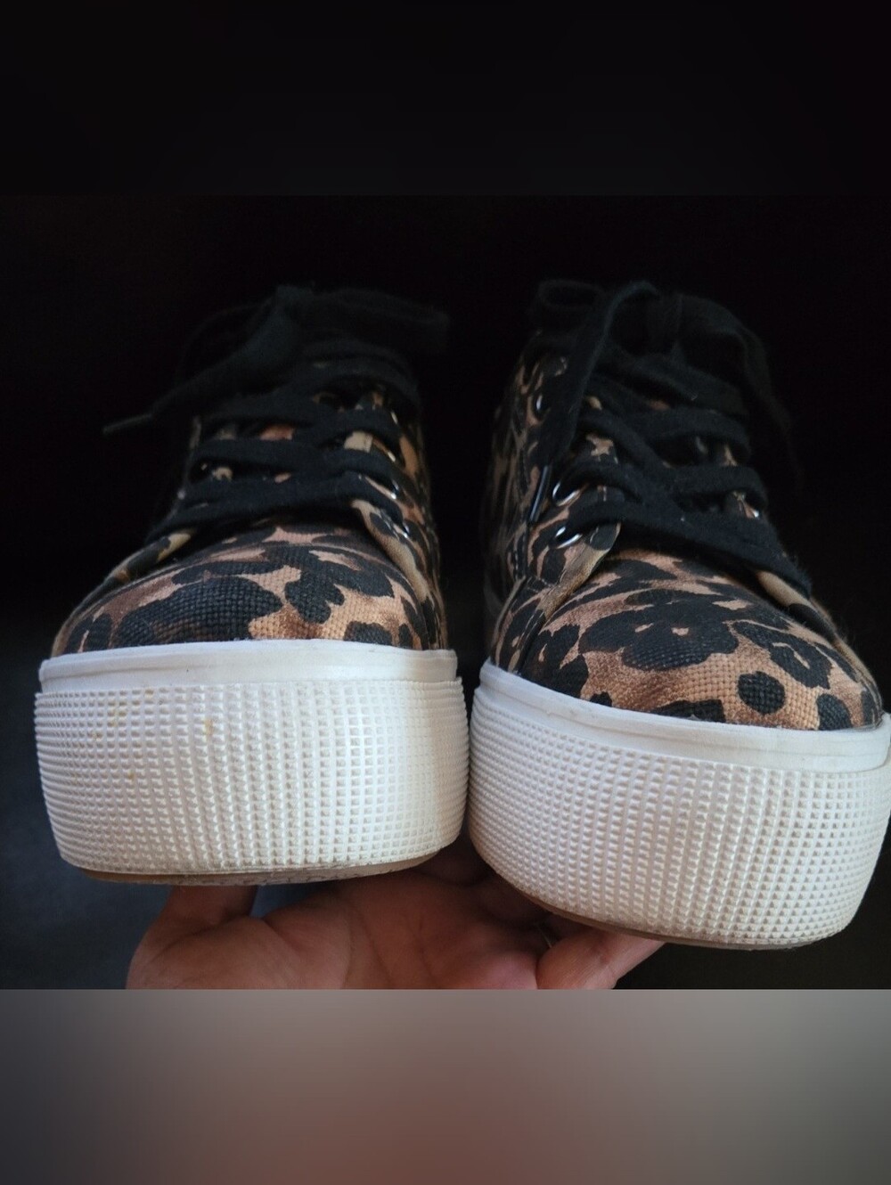 Steve Madden Emmi Leopard Print Canvas Sneakers - Black & Brown Size 10M - Picture 8 of 12